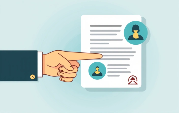 Ilustración de una mano señalando un documento con iconos de privacidad y derechos del usuario, simbolizando el control sobre los datos